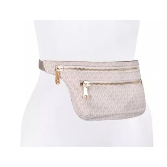 Michael Kors Metallic Logo Belt Bag With Gold-Tone Hardware & Adjustable Strap - Picture 1 of 11